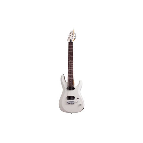 Guitarra Eléctrica Schecter Deluxe C-8 De Tilo Satin White Satin Con Diapasón De Palo De Rosa